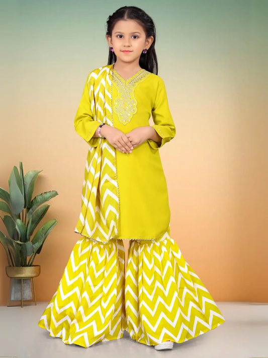 Liril Rayon Embroidered Straight Kurta with Chinon Pant & Chinon Laced Dupatta Set – NK-KD-05-Liril